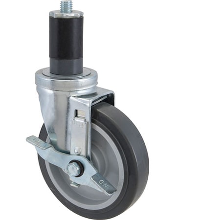 Component Hardware Caster, Stem , 5", W/Brk, Gry C13-2351